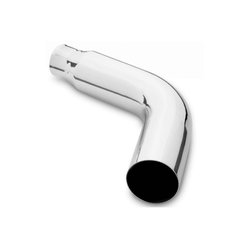 CODO DE ESCAPE DE 8 A 5 DE 90 GRADOS ACERO CROMADO