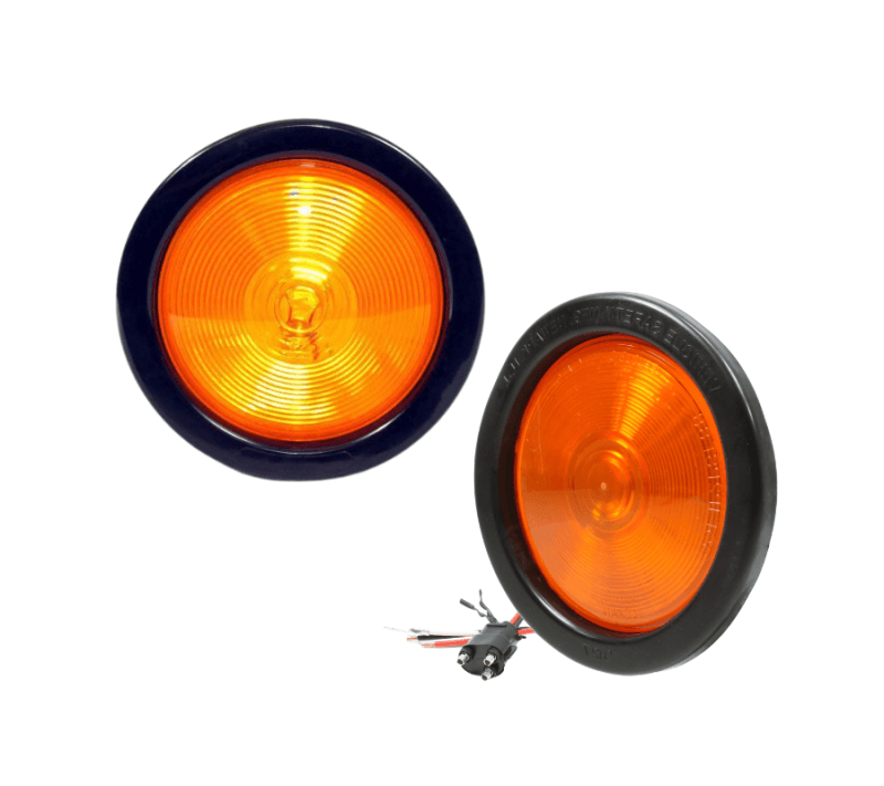 LAMPARA COMPLETA REDONDA AMBAR DE 4" INCANDESCENTE 12 V