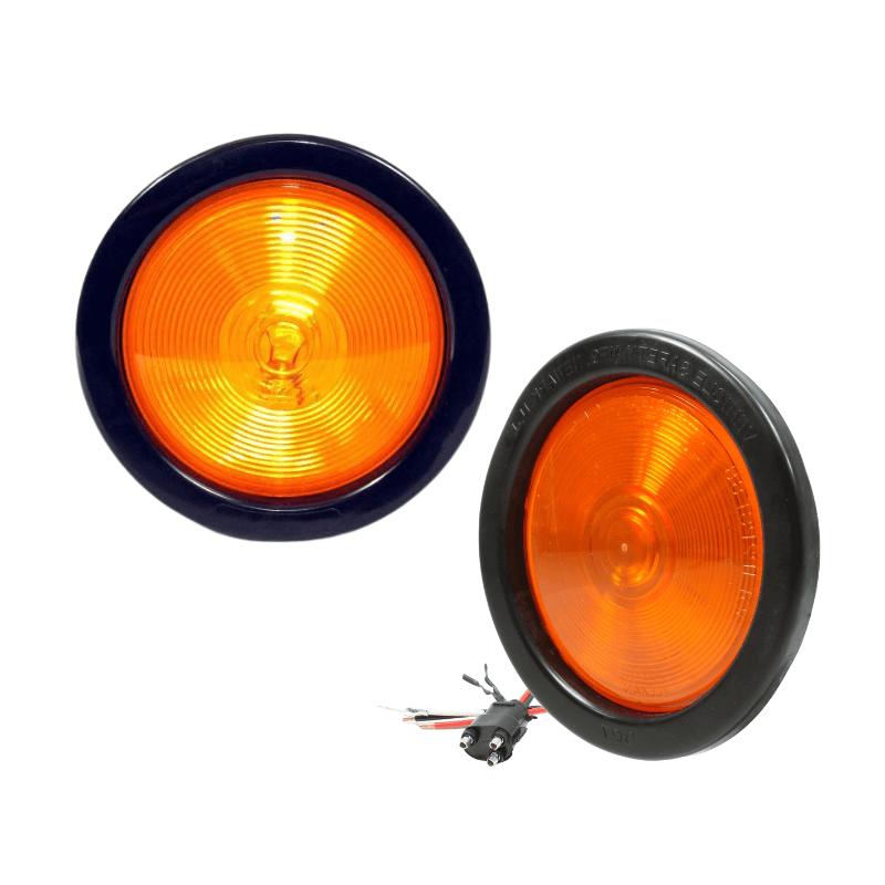 LAMPARA COMPLETA REDONDA AMBAR DE 4" INCANDESCENTE 12 V