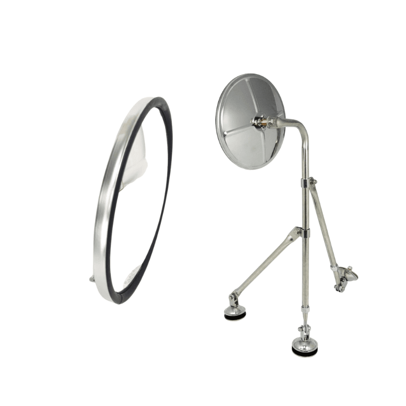 ESPEJO MENTIROSO CON SU BASE DE TRES PATAS ACERO INOX