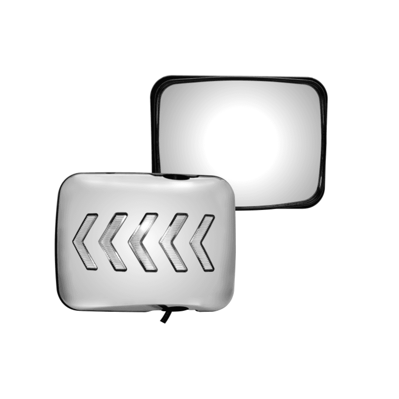 ESPEJO RETROVISOR CUADRADO LED CROMADO